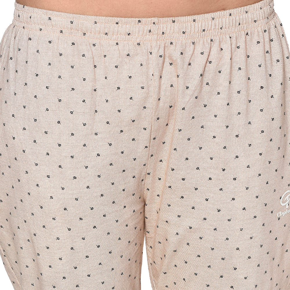 Women's Cotton Blend Solid Printed Skin Pajama