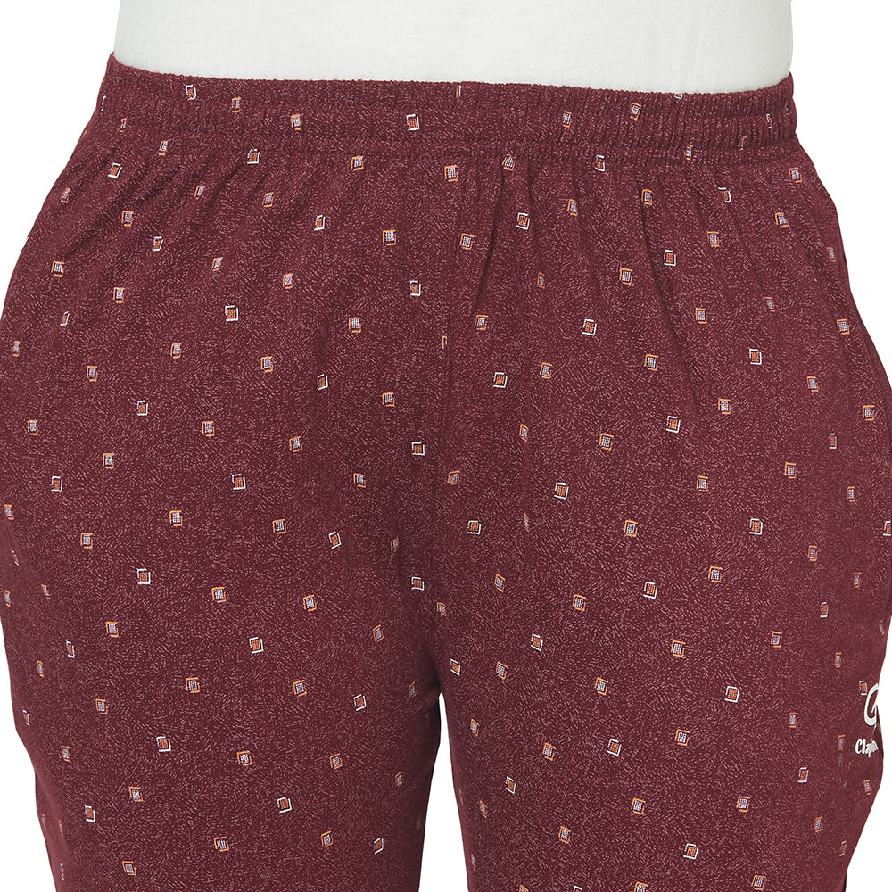 Women's Cotton Blend Solid Printed Maroon Pajama