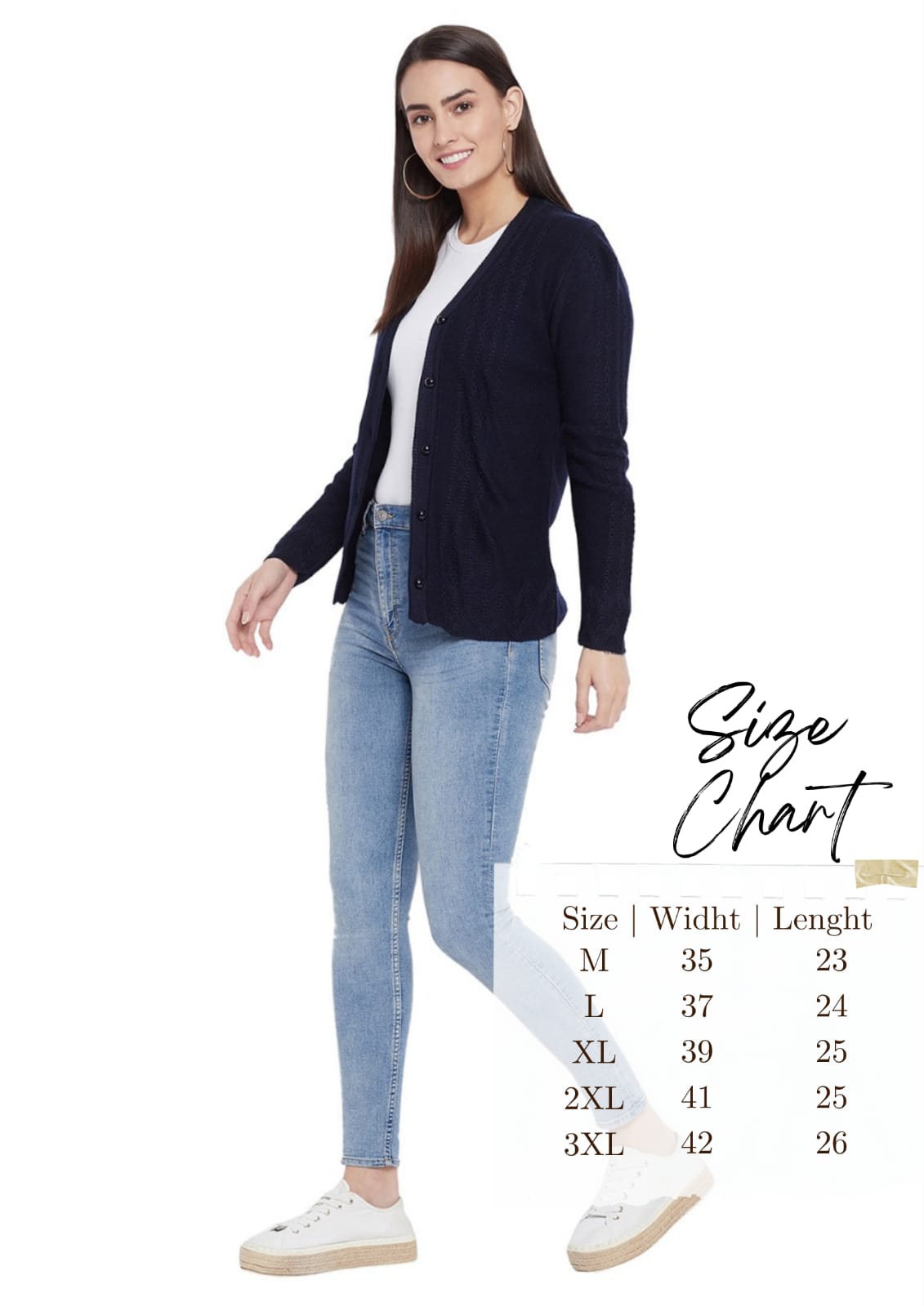 Wool Blend V Neck Navy Blue cardigan