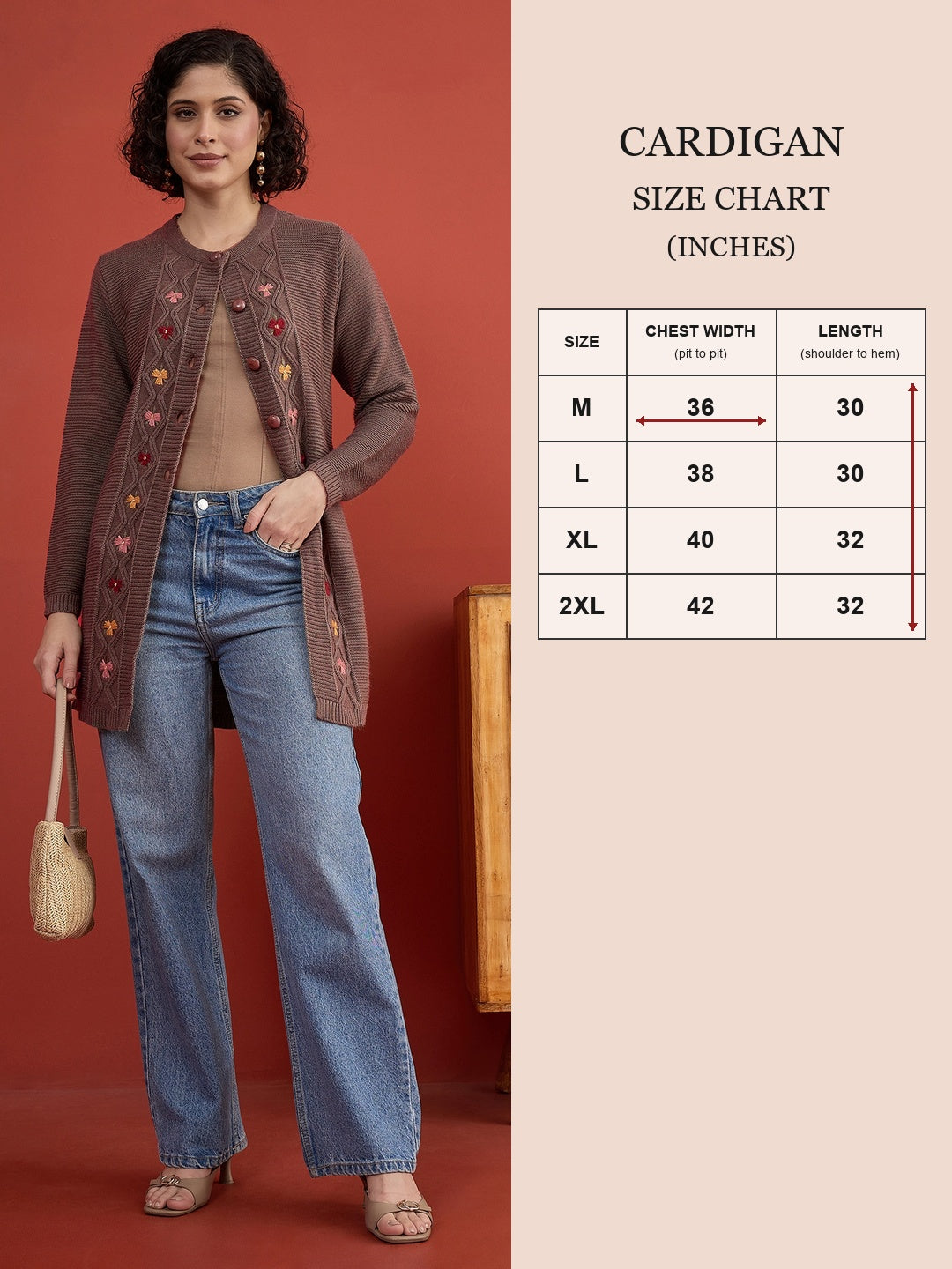 CLAPTON Women Floral Woolen Cardigan with Embroidered Mouse