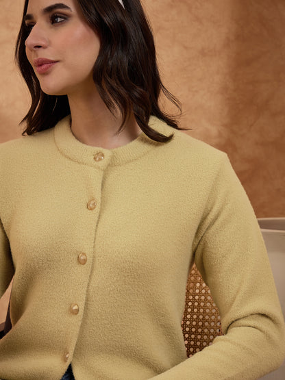 Women’s Longline Full-Sleeve Button-Front Cardigan GOLD