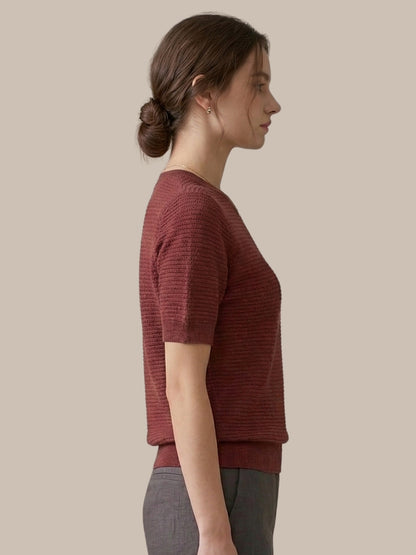 Clapton Knitted Summer Wear Textured Top maroon