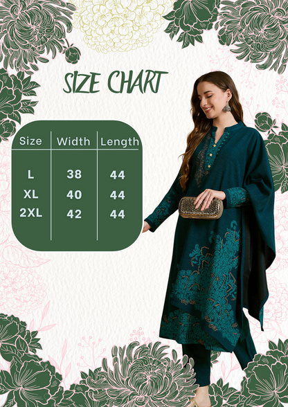 Clapton Embroidered Straight Kurta Pant With Dupatta Set Green