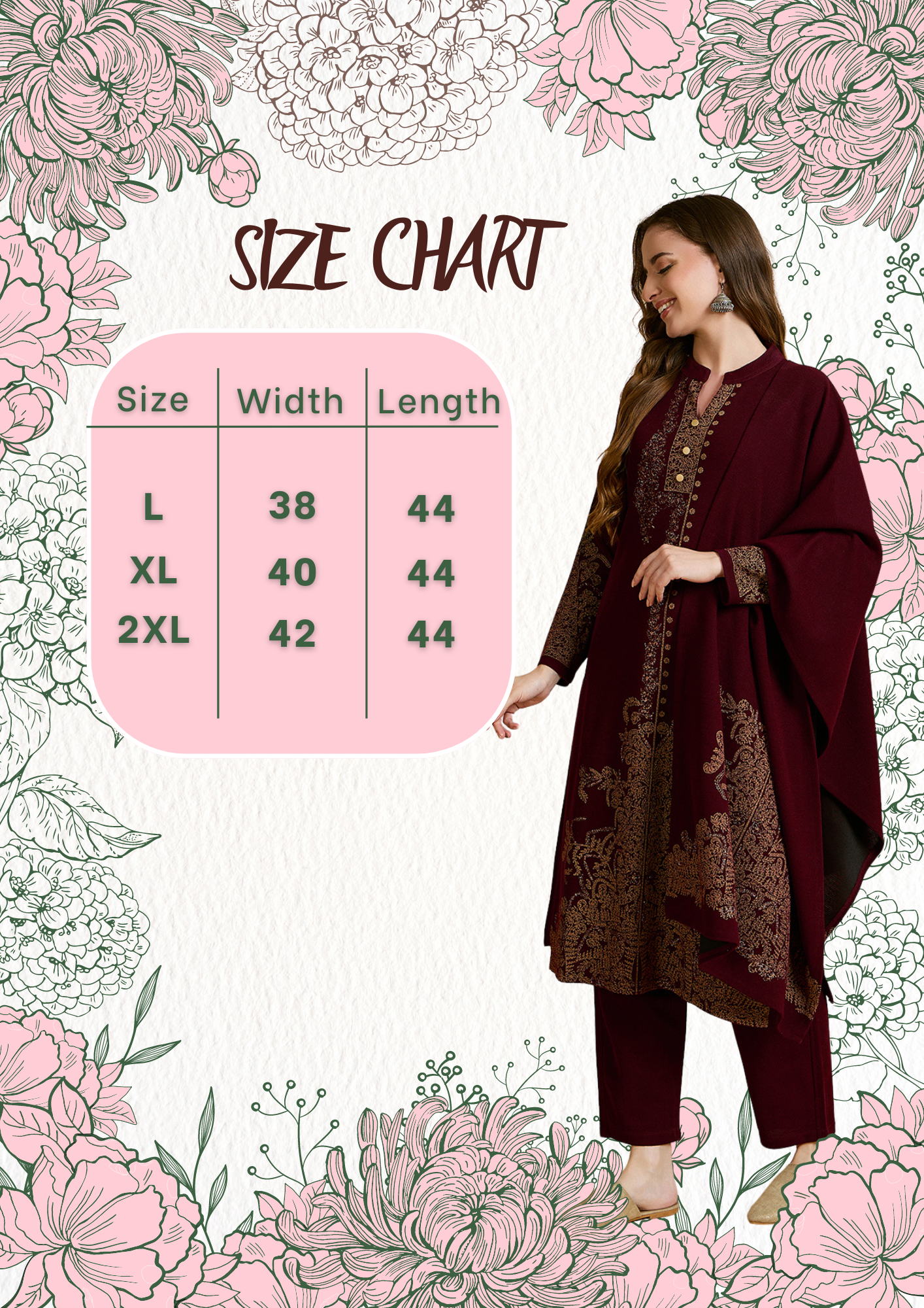 Clapton Embroidered Straight Kurta Pant With Dupatta Set Maroon