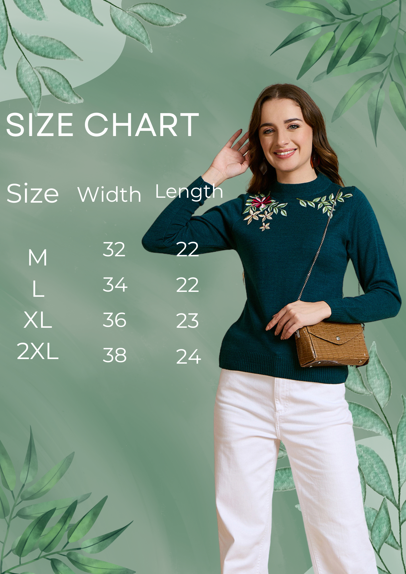 Floral Embroidered Array work Pullover Sweater for women Mint Green