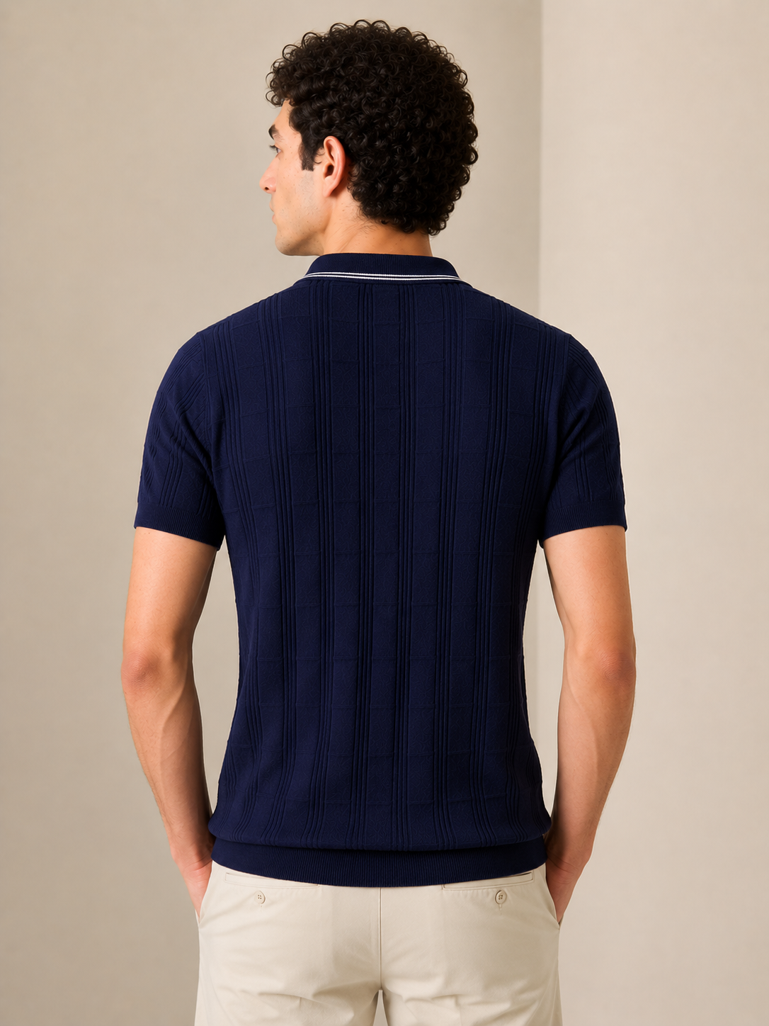 Clapton Men Knitted  Cotton Summer Wear Polo Neck Half Sleeve T-Shirt NAVY