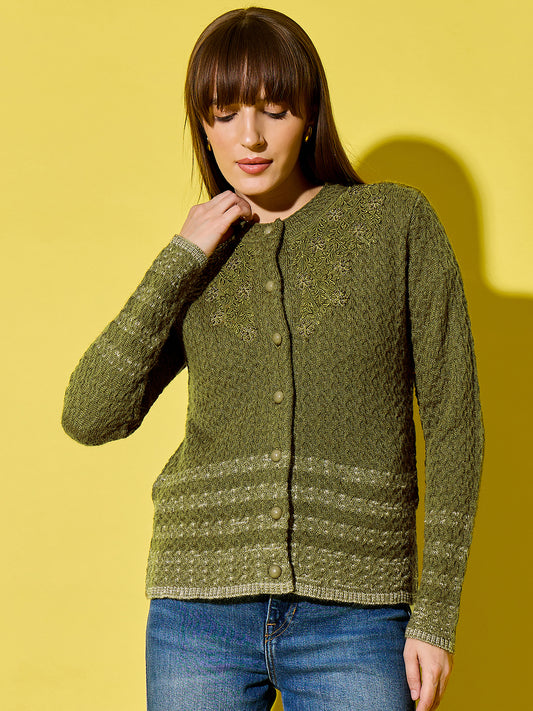 CWomen’s  Embroidered Knit Cardigan