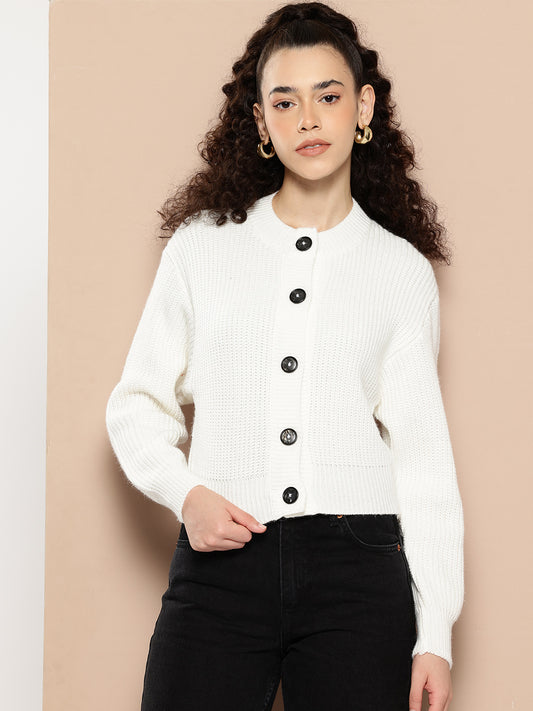 Women Knitted Cropped Cardigan Sweater