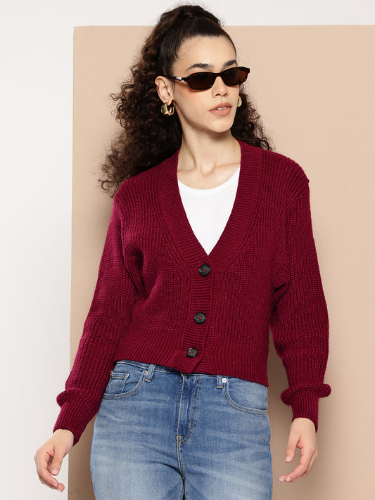 Women Knitted Cropped Cardigan Sweater