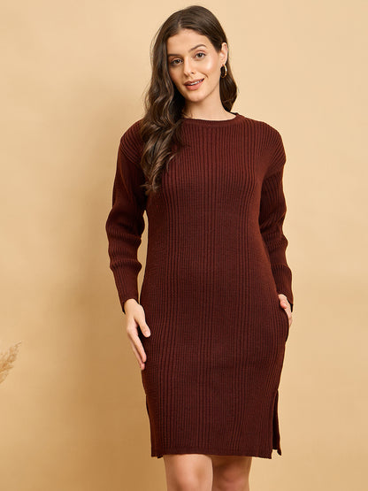 Women Knitted Long Tunic ,Button Down ,Winter Wear Women Color  Wine