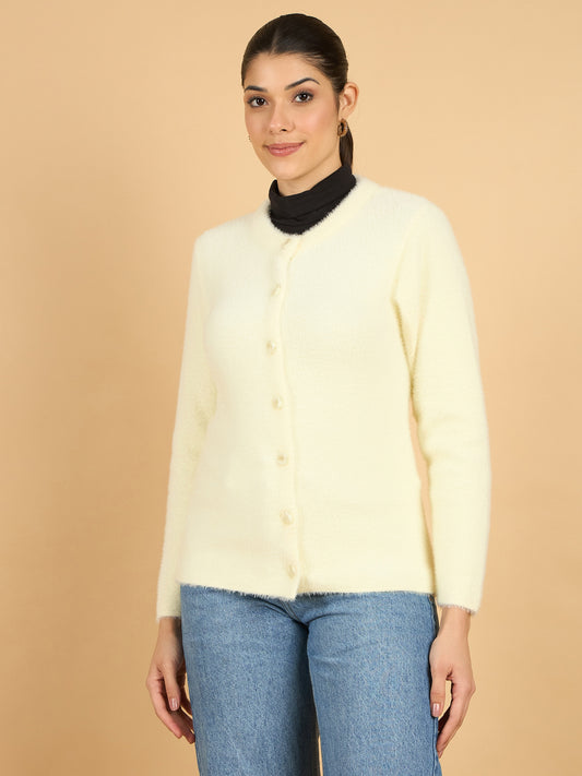 Cream color Hair Wool Winter Wear Women’S Cardigan