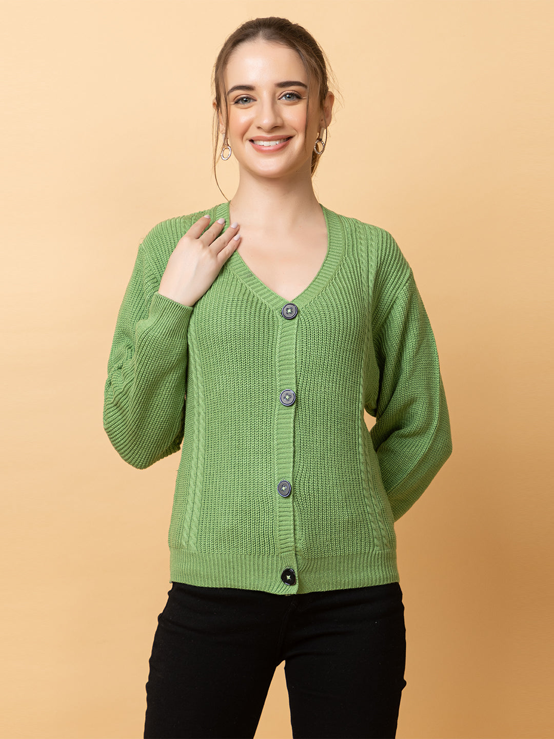 Clapton Women Parrot Self Knitted Cardigan