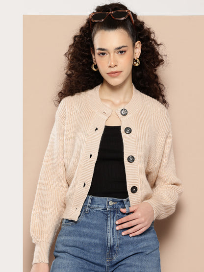 Women Knitted Cropped Cardigan