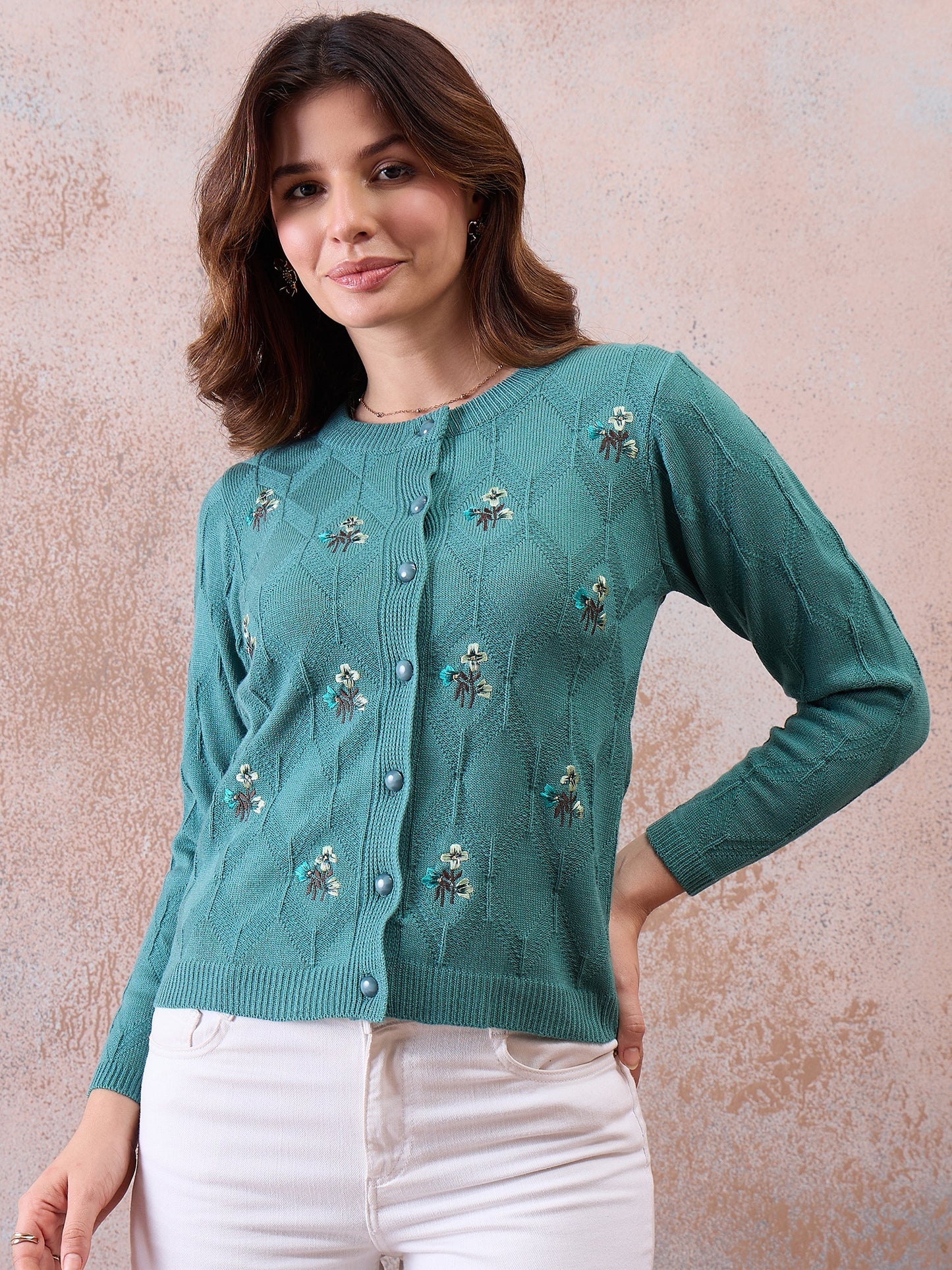 Women’s Embroidered Button-Front Knit Cardigan PISTA