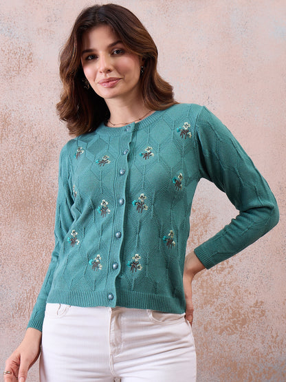Women’s Embroidered Button-Front Knit Cardigan PISTA