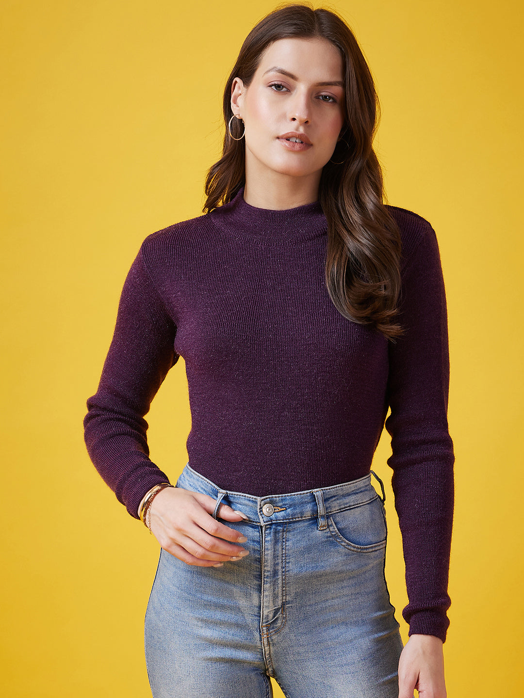 Wool Blend Crew Neck Full Sleeve Jamuni Top