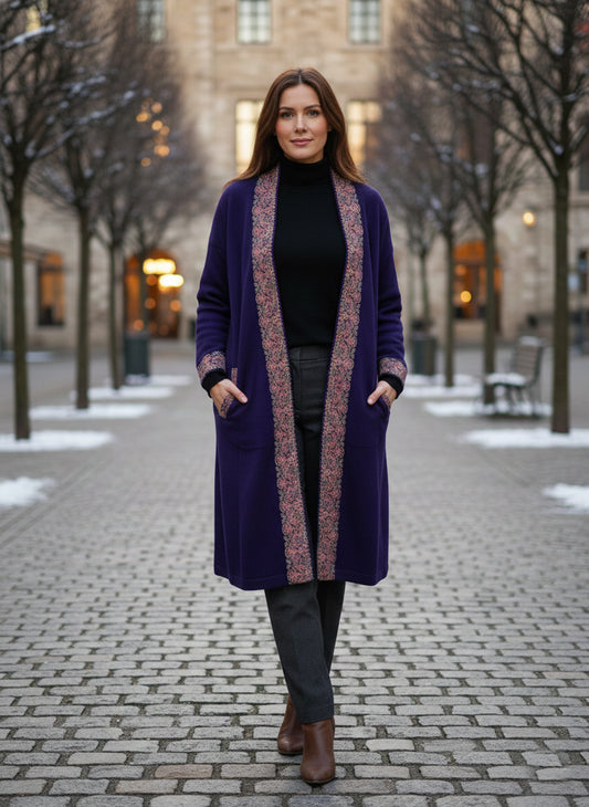 Embroidered wool blends for winter Shrug One size (Free) Purple
