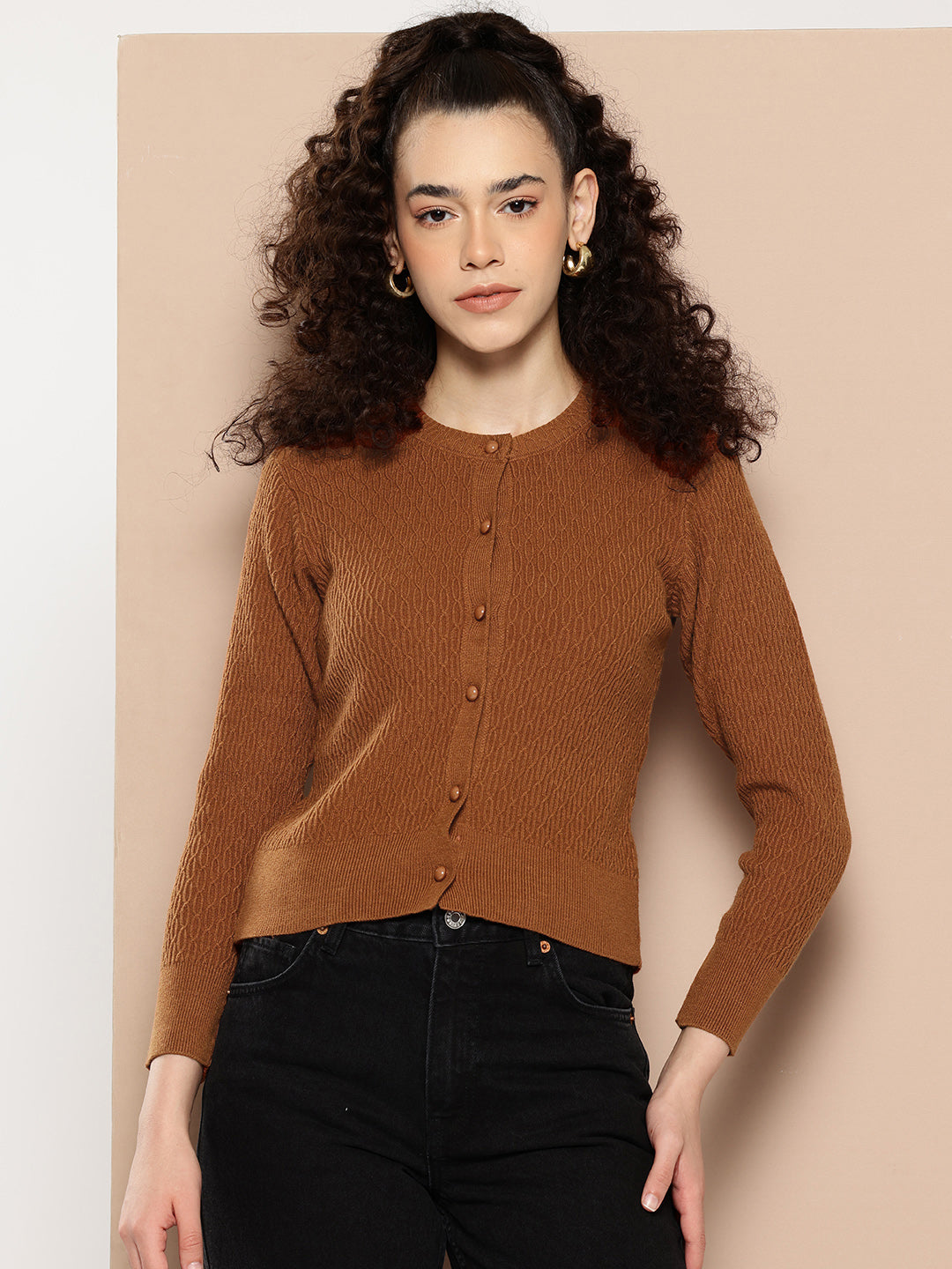 Women Knitted Cropped Cardigan Sweater