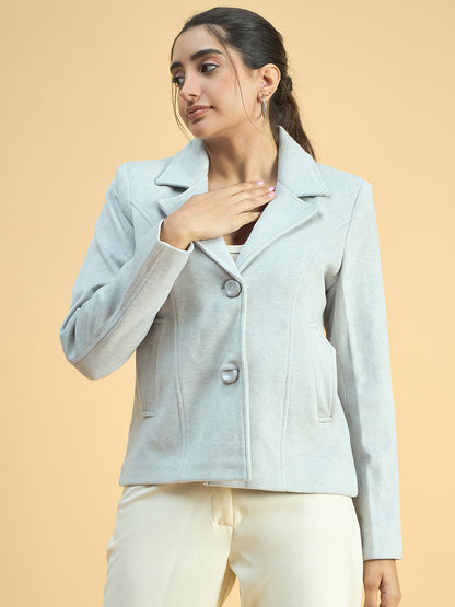 Single Breasted Woollen Blazer Regular Fit Formal Grey