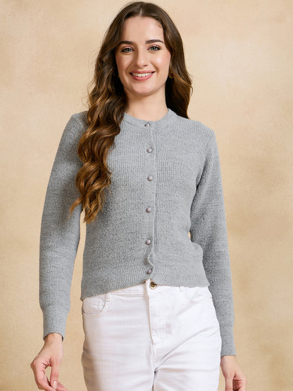Clapton Women Grey Solid Cardigan