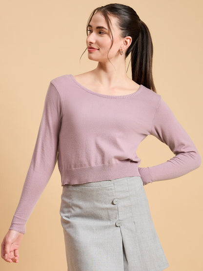Wool Blend  Full Sleeve Designer Pink Blouse