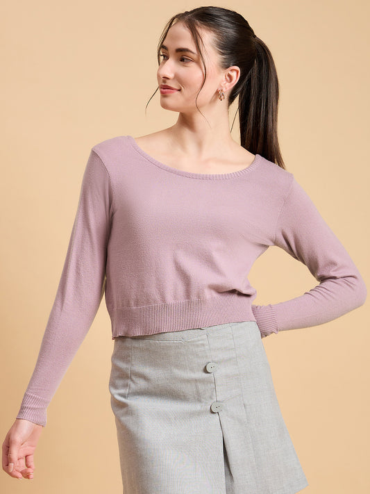 Wool Blend  Full Sleeve Designer Pink Blouse