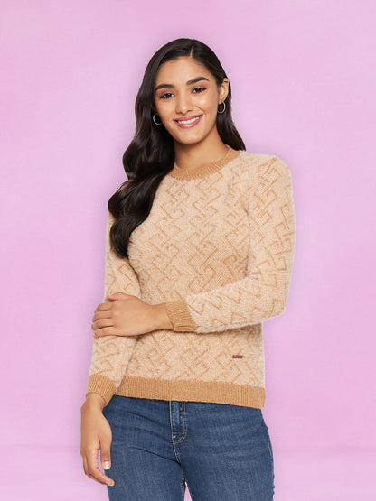 Hair Wool Round Neck gold Top