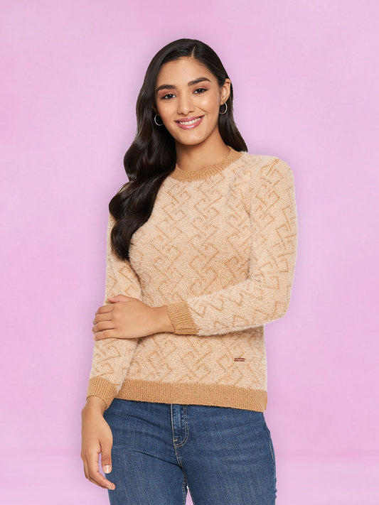 Hair Wool Round Neck gold Top