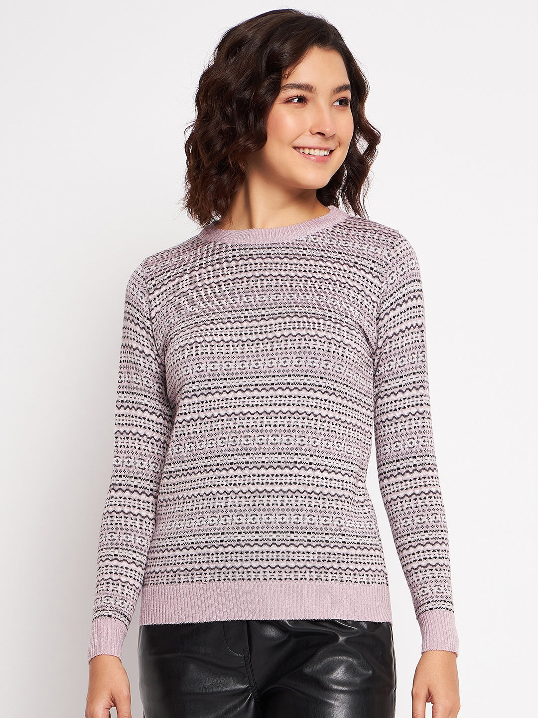 Wool Blend Round Neck Peach Top