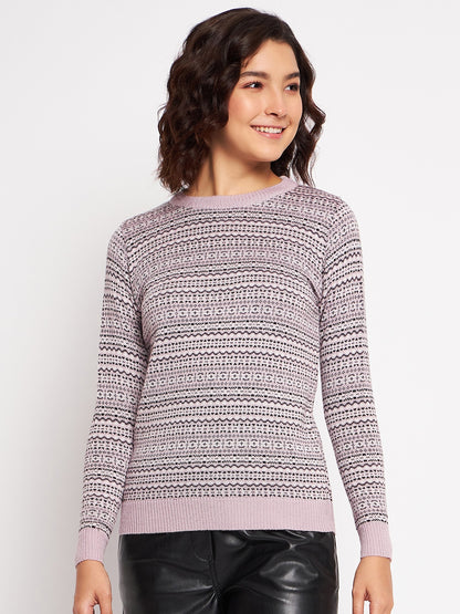 Wool Blend Round Neck Peach Top