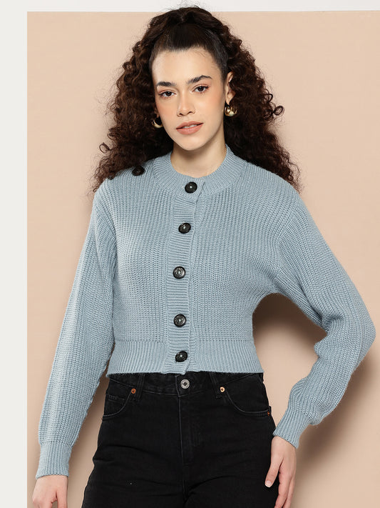 Women Knitted Cropped Cardigan Sweater