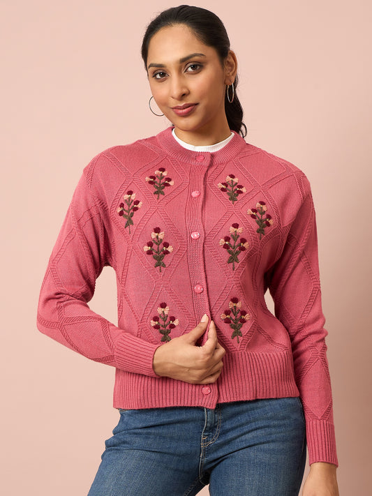 Knitted Floral Embroidered Cardigan | Clapton