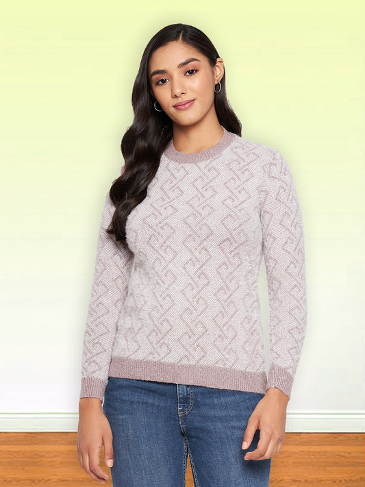 Hair Wool Round Neck Peach Top