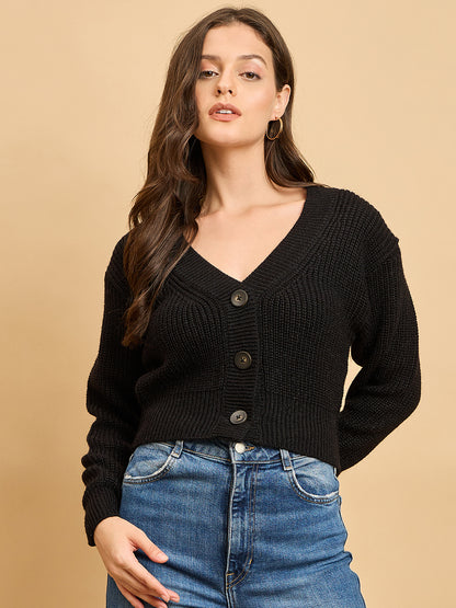 Women Knitted Cropped Cardigan Sweater