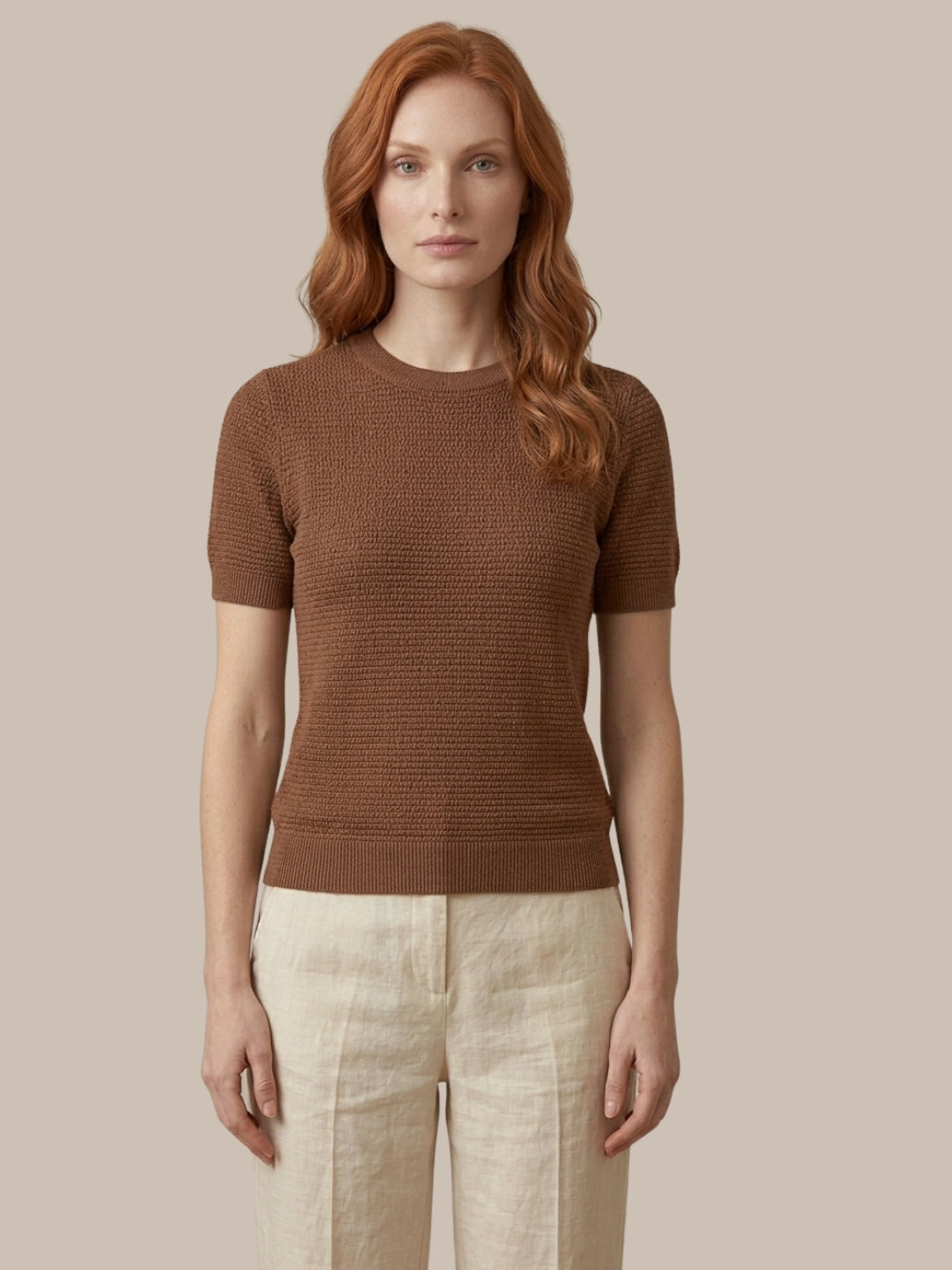 Clapton Knitted Summer Wear Textured Top Rust