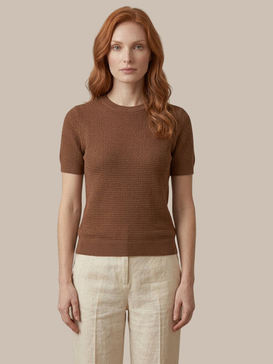 Clapton Knitted Summer Wear Textured Top Rust