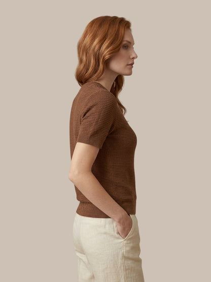 Clapton Knitted Summer Wear Textured Top Rust