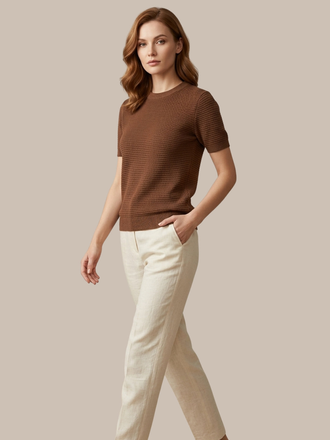 Clapton Knitted Summer Wear Textured Top Rust