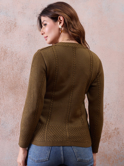 Women’s Floral Embroidered Button-Front Knit Cardigan Mouse