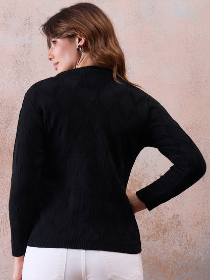 Women’s Embroidered Button-Front Knit Cardigan Black