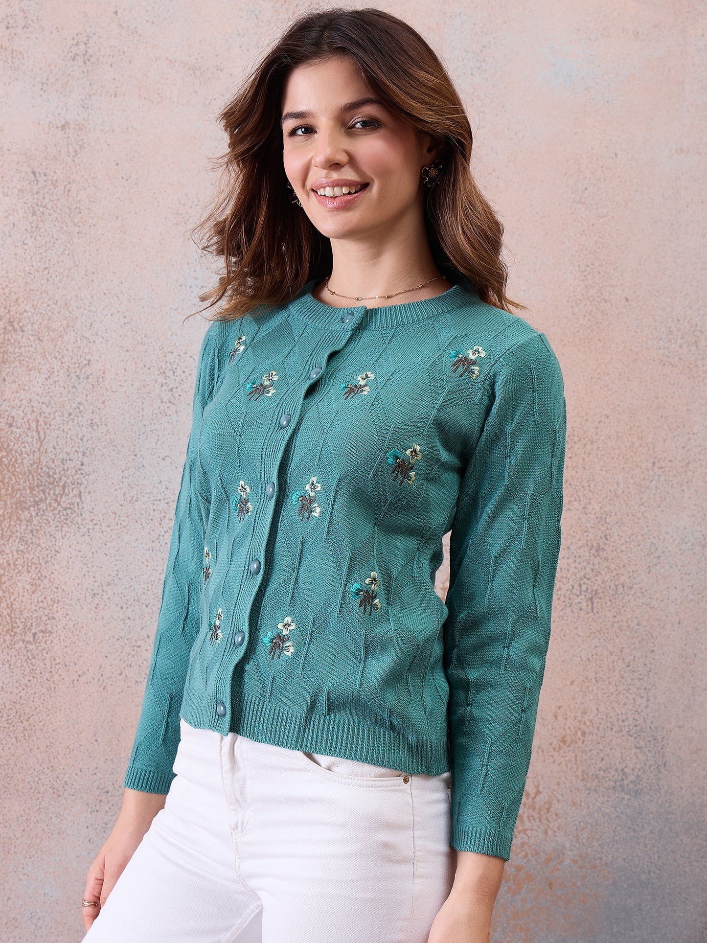 Women’s Embroidered Button-Front Knit Cardigan PISTA