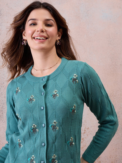 Women’s Embroidered Button-Front Knit Cardigan PISTA