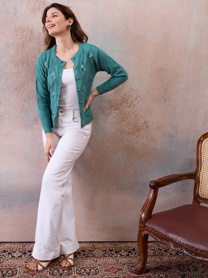Women’s Embroidered Button-Front Knit Cardigan PISTA