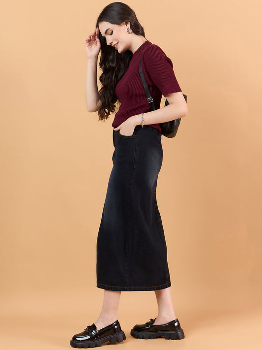 Ladies Short Sleeve Knitted cotton  T Shirt solid Color Maroon