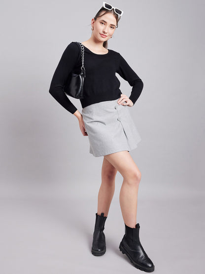 Wool Blend  Full Sleeve Designer Black Blouse