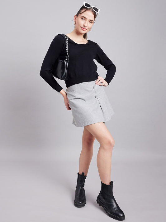 Wool Blend  Full Sleeve Designer Black Blouse