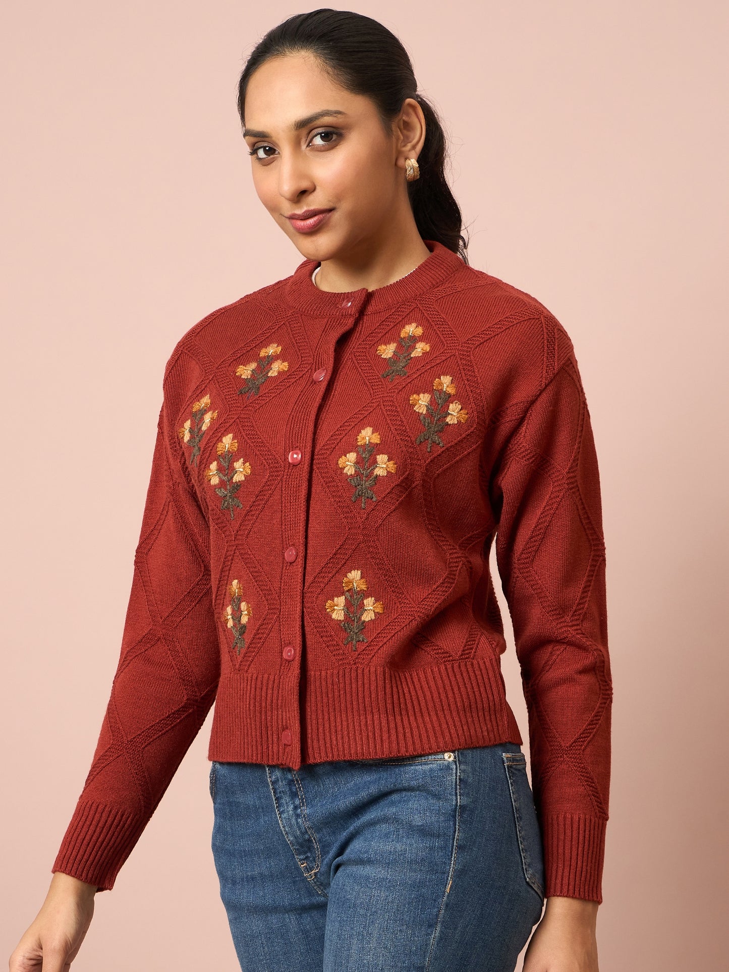 Knitted Floral Embroidered Cardigan | Clapton