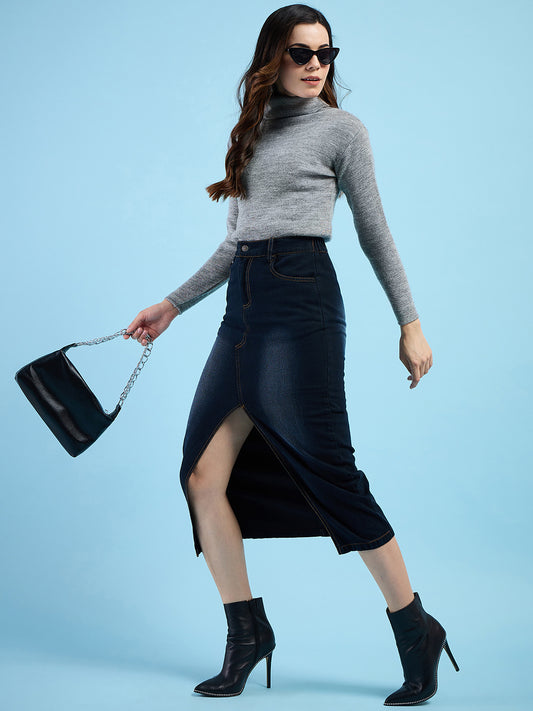 Clapton turtleneck High Neck Top knitted Winter Sweater for Women Pure Wool Full Sleeve Grey