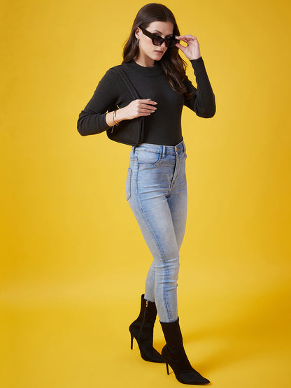 Wool Blend Crew Neck Full Sleeve Mixture Top