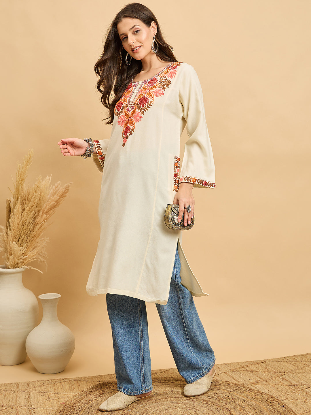 Embroidered Kashmiri Phiran (Free Size)